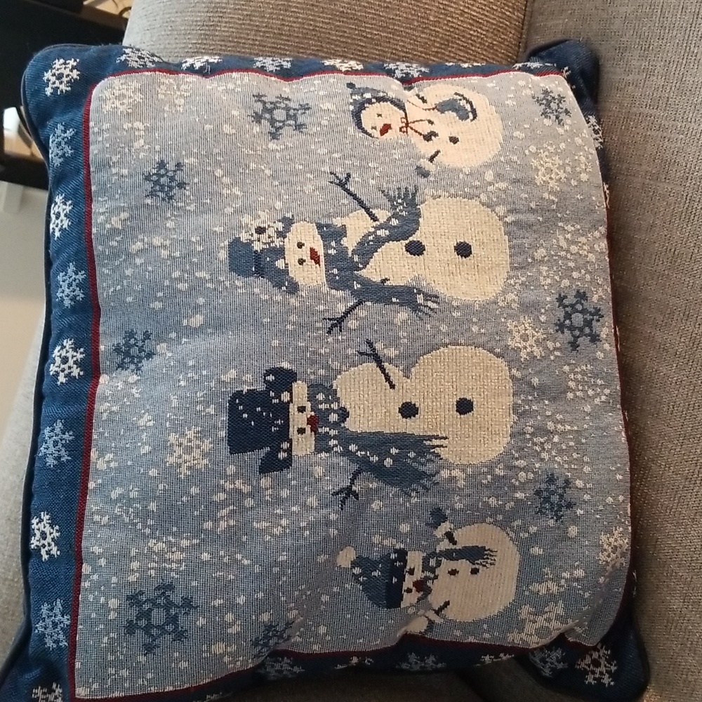 Snowman Tapestry Decorative Accent Pillow